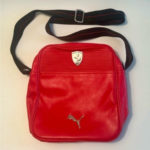 Ferrari PUMA (Genuine) Red Leather Bag with adjustable strap.